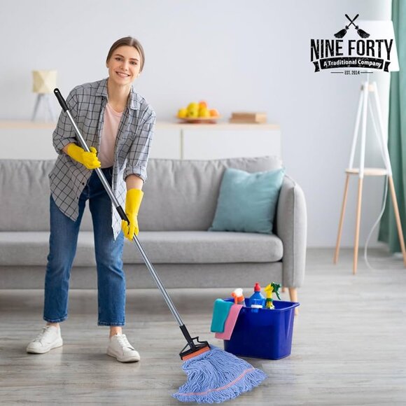 NEW Nine Forty Industrial Commercial Grade Looped End Wet String Mop With Handle - Picture 1 of 8